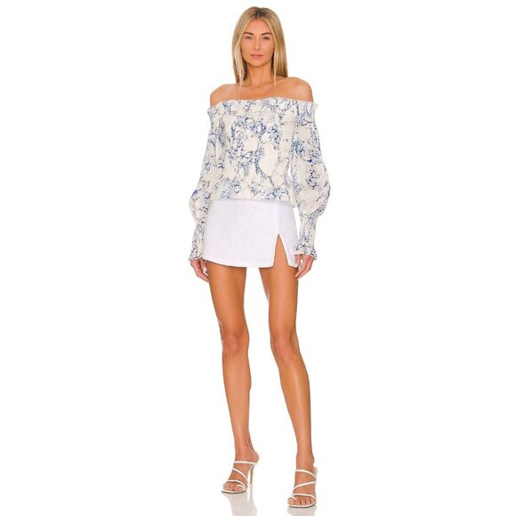 All Saints Blue and White Off-Shoulder Blouse - Picture 5 of 16